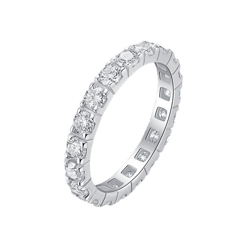 S925 Silver Moissanite Solid-Band Ring