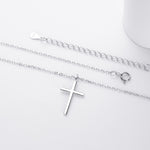 S925 Sterling Silver Simple Polished Cross Necklace