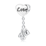 S925 Sterling Silver Loving Heart Couple Bear Pendant