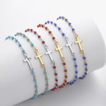 S925 Sterling Silver Cross Bracelet with Colorful Enamel Detail