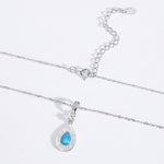 S925 Sterling Silver Teardrop-Shaped Opal Necklace with Zircon