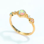 S925 Sterling Silver Gold-Plated Artificial Opal Ring