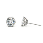S925 Sterling Silver Moissanite Lace Six-Prong Stud Earrings