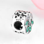 S925 Sterling Silver Hollow Tree of Life Green Zircon Bead Pendant