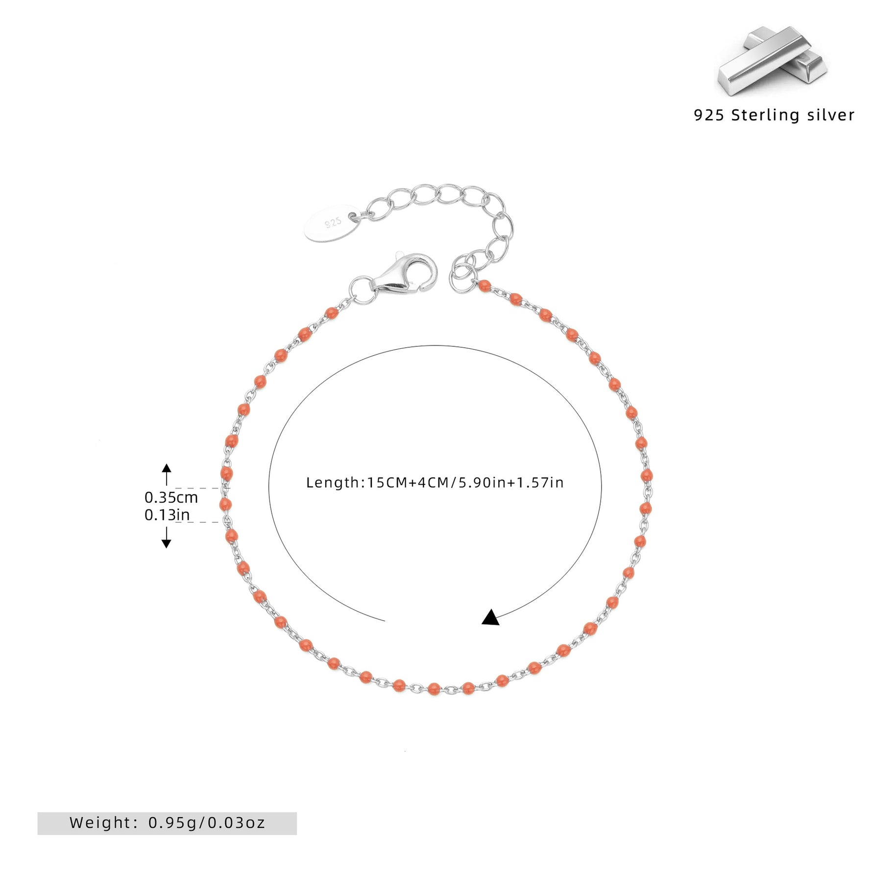 S925 Sterling Silver Bracelet with Colorful Enamel Detail
