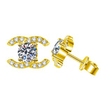 925 Sterling Silver "Double C" Moissanite Stud Earrings — Simple & Sophisticated