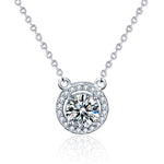 S925 Sterling Silver Moissanite Round Pendant Classic Style Necklace