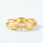 S925 Sterling Silver Gold-Plated Textured Silk Satin Zircon Ring