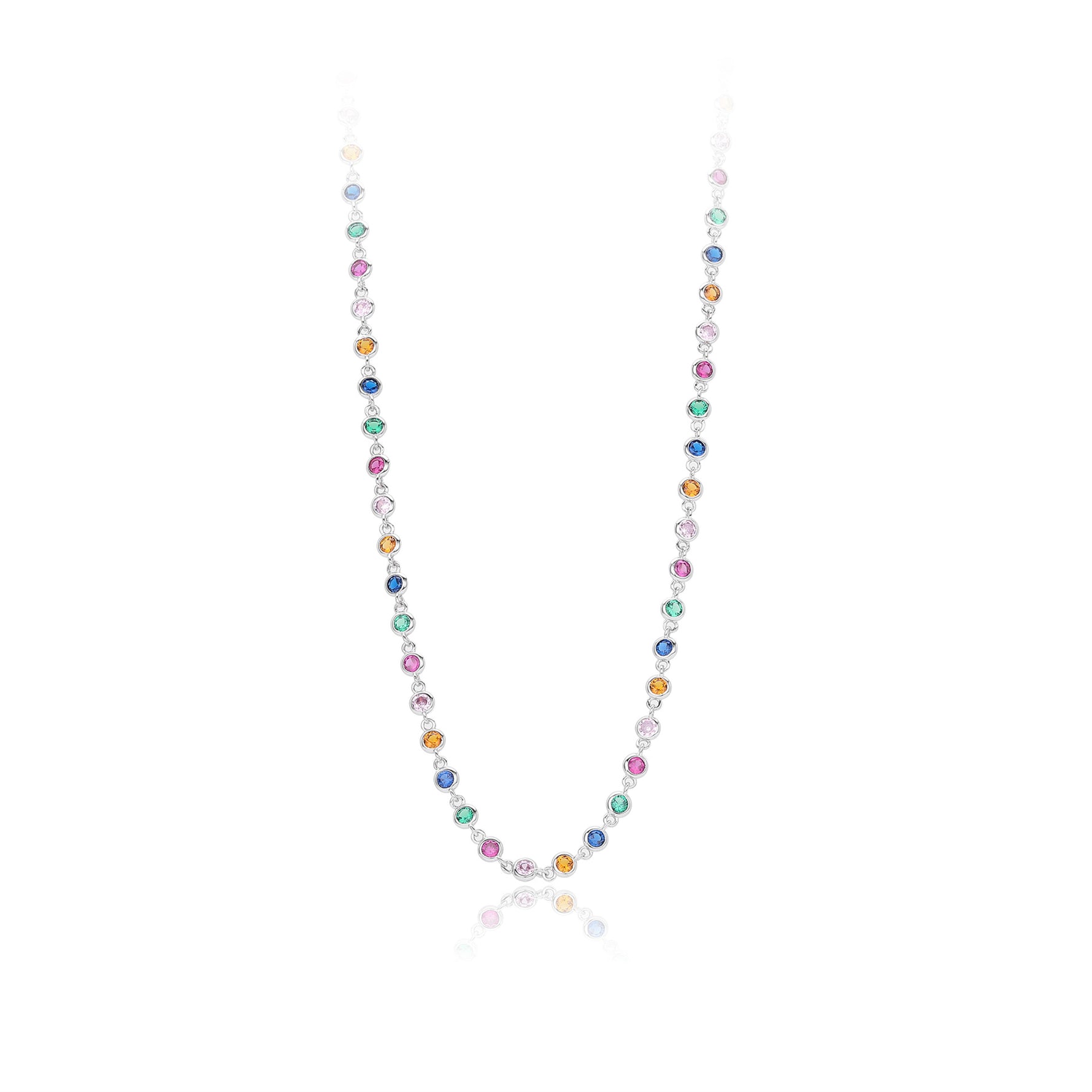 Dopamine Colored Zirconium Necklace in 925 Sterling Silver
