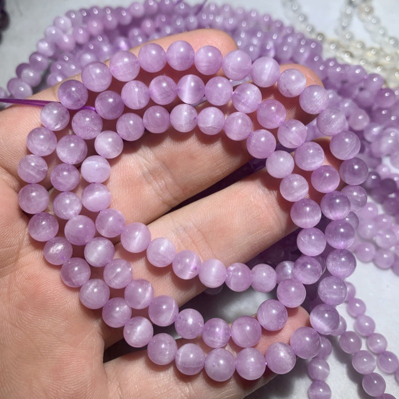 Natural Multi-Strand Dark Kunzite Crystal Bracelet with Cat's-Eye Effect