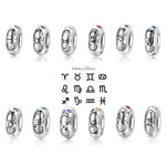 S925 Sterling Silver 12 Constellation Zircon Spacer Beads Pendant