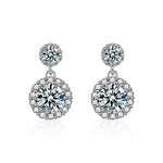S925 Sterling Silver Moissanite Round X-Shaped Earrings