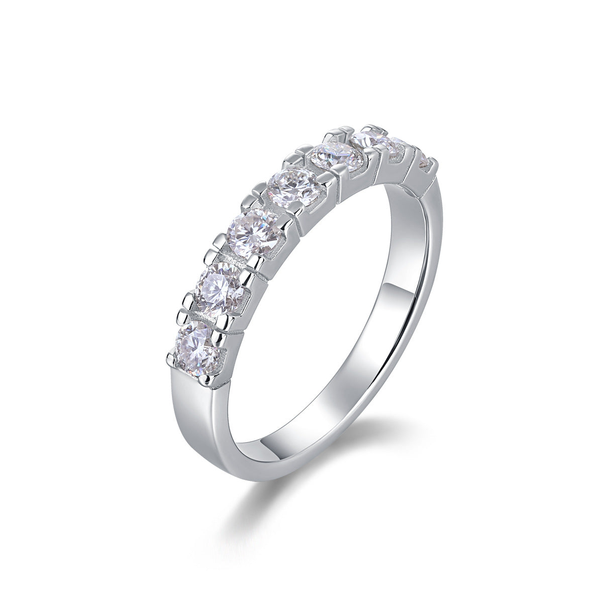 S925 Sterling Silver Moissanite Solid-Band Ring
