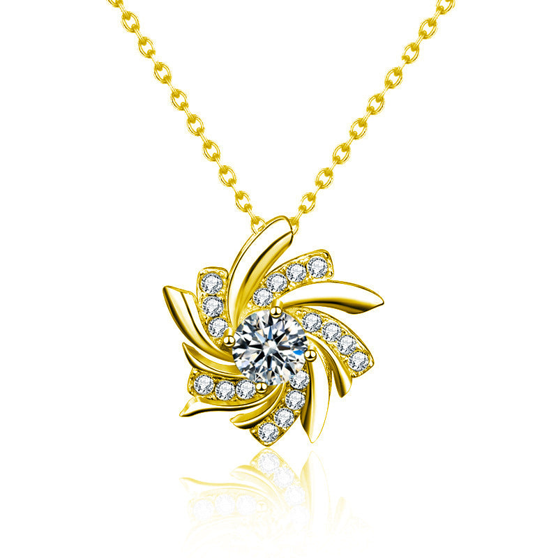 S925 Sterling Silver Moissanite Windmill Necklace