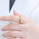 S925 Sterling Silver Gold-Plated Ruby Full Circle Ring
