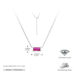 Rectangular colored zircon s925 sterling silver December birthstone collar necklace
