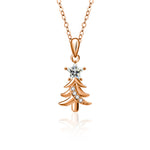 S925 Sterling Silver Moissanite Christmas Tree Pendant Necklace