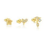 S925 sterling silver stud earrings with cubic zirconia(Single unit)