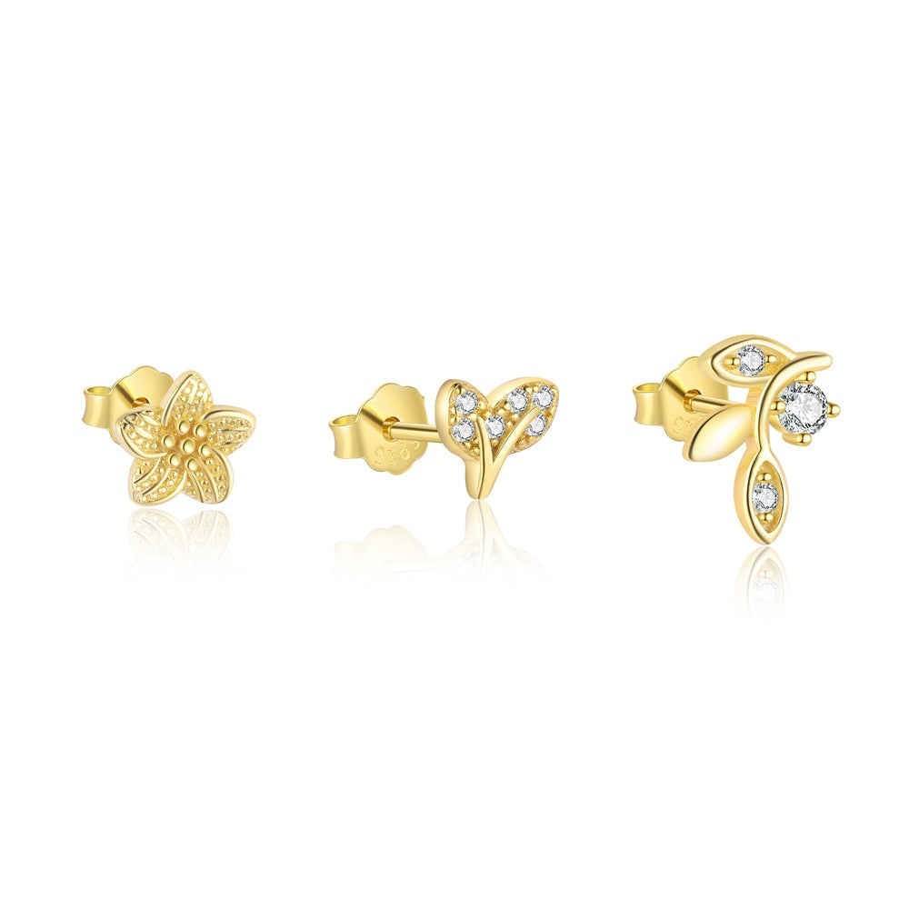 S925 sterling silver stud earrings with cubic zirconia(Single unit)