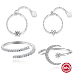 S925 Sterling Silver Moissanite Ring with Heart, Star, and Moon Motifs