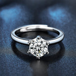 925 Sterling Silver Moissanite Six-Prong Wedding Ring