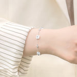 S925 Sterling Silver Four-Leaf Clover Jade Bracelet