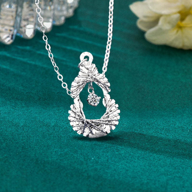 S925 Sterling Silver Moissanite Woven Dream Net Gourd Pendant Necklace