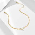 S925 Sterling Silver Double-Layer Chain Heart-Shaped Pendant Anklet