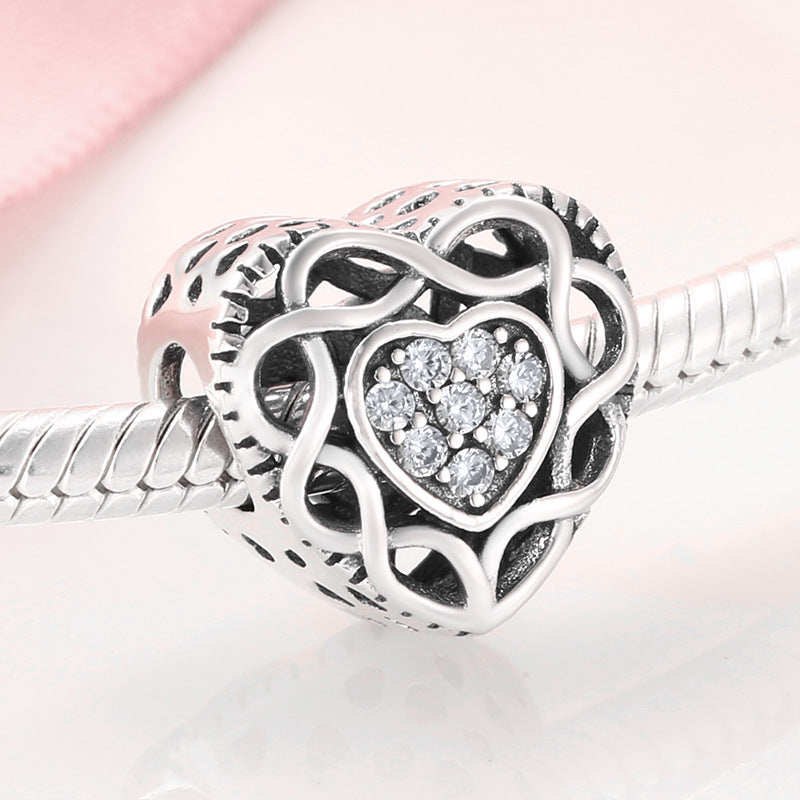 S925 Sterling Silver Inlaid Zircon Heart-Shaped Pendant