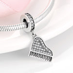 S925 Sterling Silver Piano Shaped Zircon Inlaid Pendant