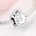S925 Sterling Silver Creative Alarm Clock Beaded Pendant