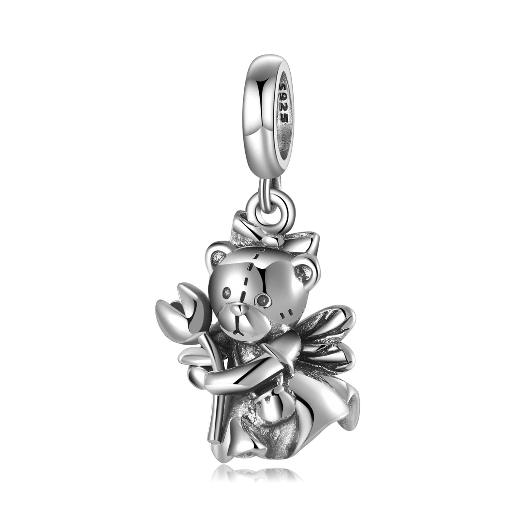 S925 Sterling Silver Fairy Bear Pendant
