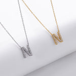 S925 Sterling Silver Simple Zircon Necklace with English Letters