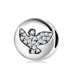 S925 Sterling Silver Peace Dove Beaded Zircon Pendant
