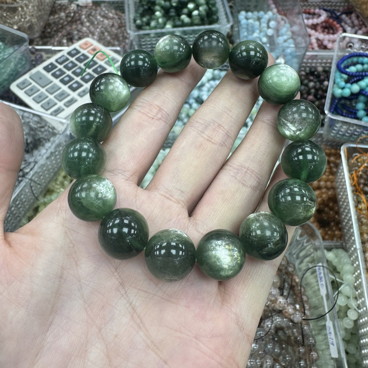 Natural Green Lepidolite Buddha Beads for Hands