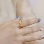 S925 Sterling Silver Gold-Plated Flower Zircon Ring