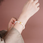 S925 Sterling Silver Natural Freshwater Pearl Peach Heart Bracelet