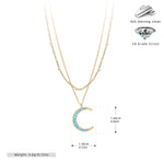 S925 Sterling Silver Moon Double Layer Necklace