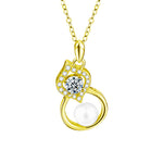 S925 Sterling Silver Moissanite Natural Pearl Gourd Pendent Necklace