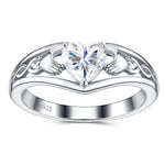 S925 Sterling Silver Heart-Shaped Moissanite Ring