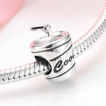 S925 Sterling Silver Creative Straw Cup Bead Pendant