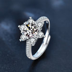 S925 Sterling Silver Snowflake Moissanite Ring
