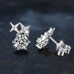 925 Silver Octagram Moissanite Stud Earrings