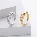 S925 Sterling Silver Ring with Zirconia Inlay, Croissant Braid Pattern
