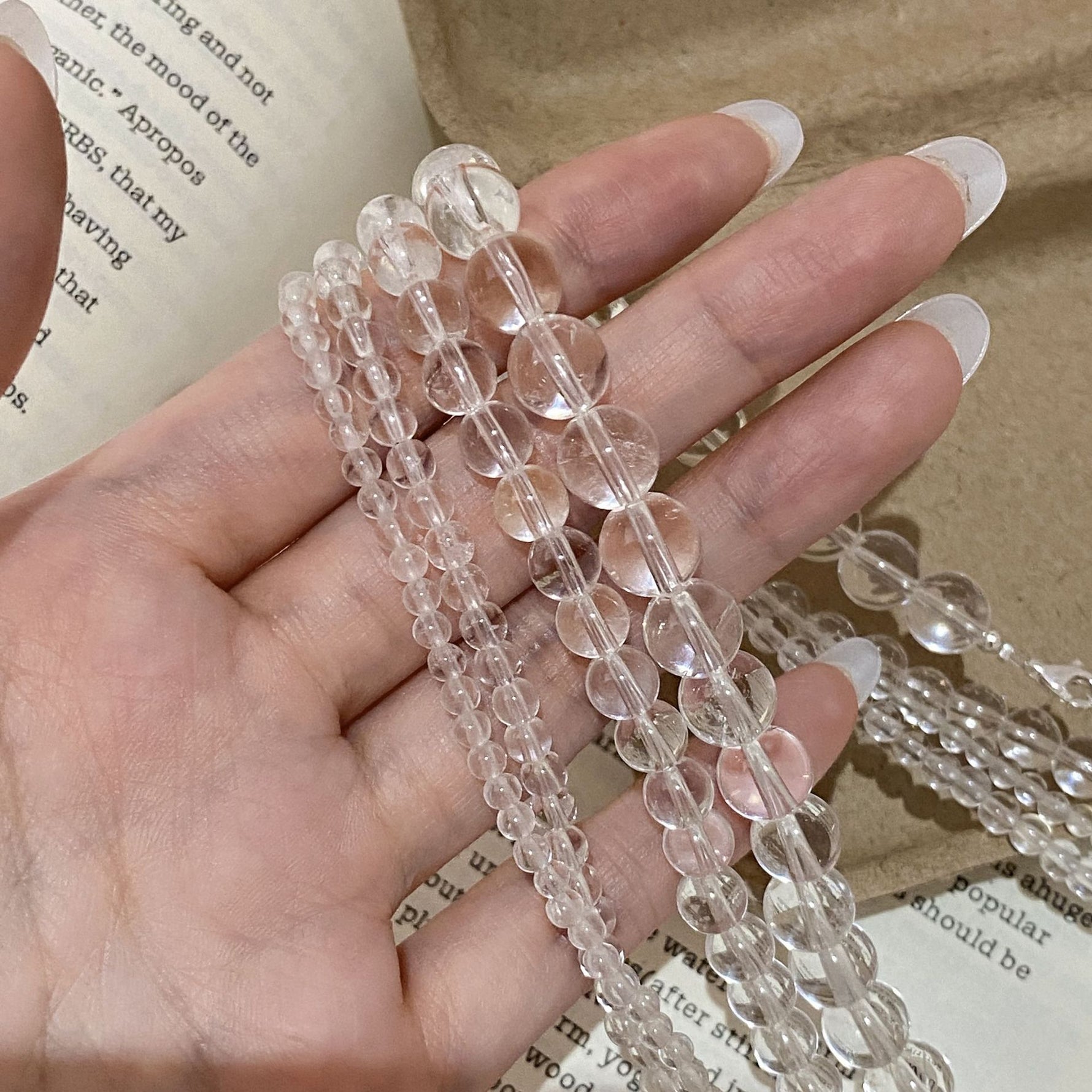 S925 sterling silver natural white crystal necklace