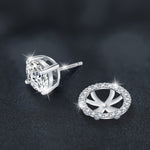 925 Sterling Silver Simple Round Pouch with Four-Prong Moissanite Earrings - Two Ways to Wear