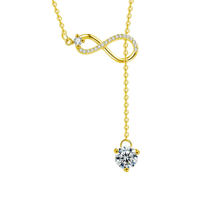 S925 Sterling Silver Moissanite Unlimited Symbol Tassel Necklace
