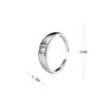 Simple S925 sterling silver ring, single zirconium basic style, adjustable index finger band