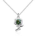 S925 Sterling Silver Moissanite Sunflower Flower Pendant Necklace
