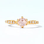 S925 Sterling Silver Gold Plated Natural Rose Quartz Ring
